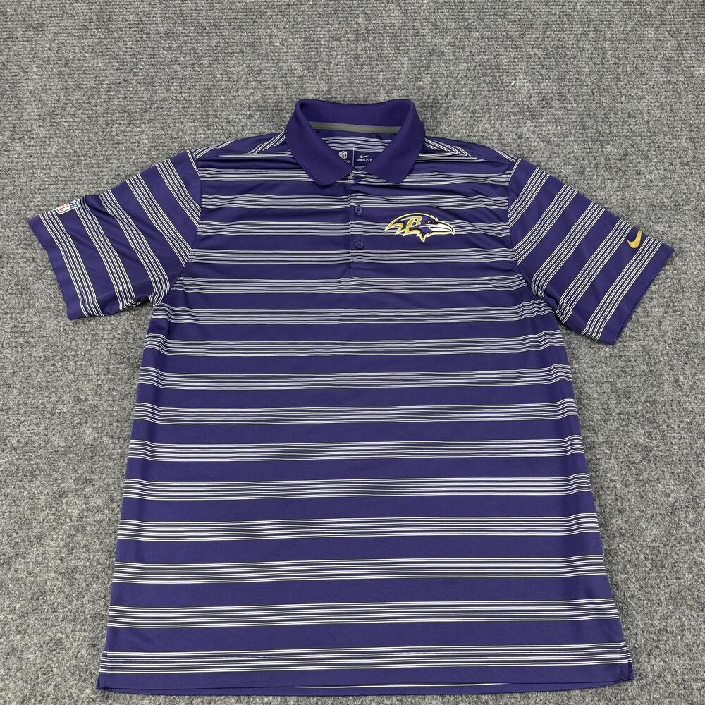 Baltimore Ravens Shirt Mens Large Purple NFL Football Dri Fit On Field Nike Polo